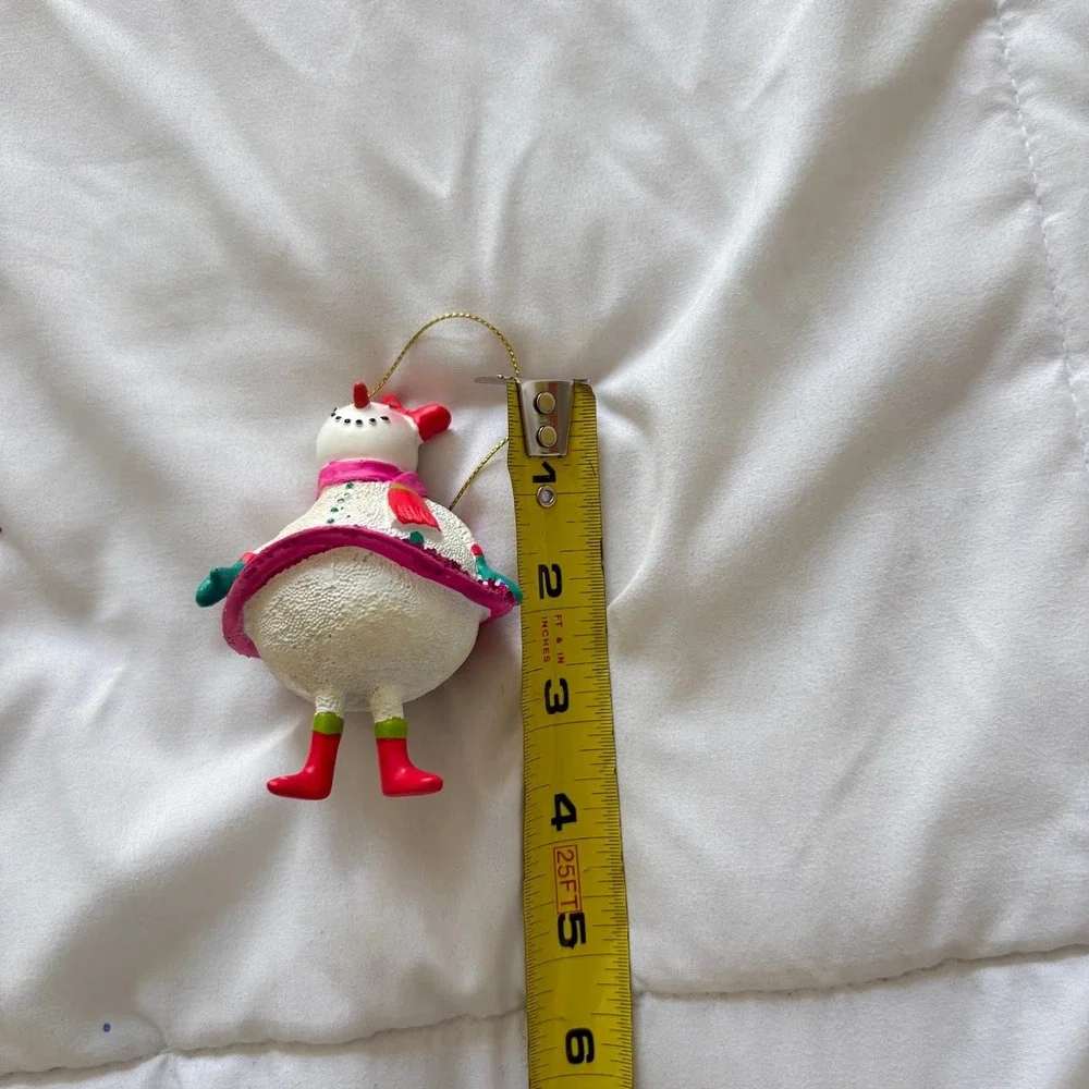 Snowman Girl Christmas Ornament Pink Glitter Tutu Scarf Red Boots Bow Holiday